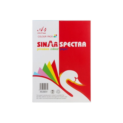 Premium Color Paper Sinar Spectra- 80gsm, A4, 10 Assorted Colors, 250 Sheets