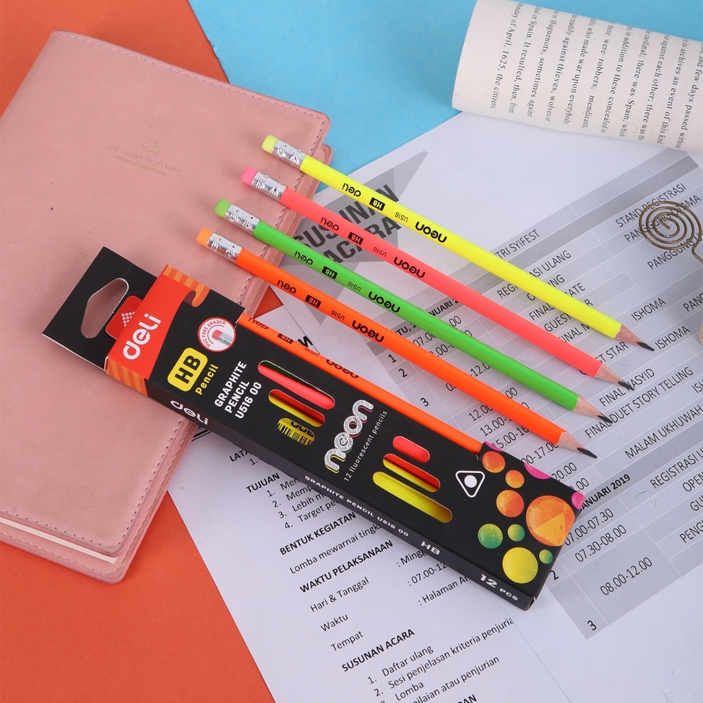 Deli - Neon Fluorescent Graphite Hb Pencil 