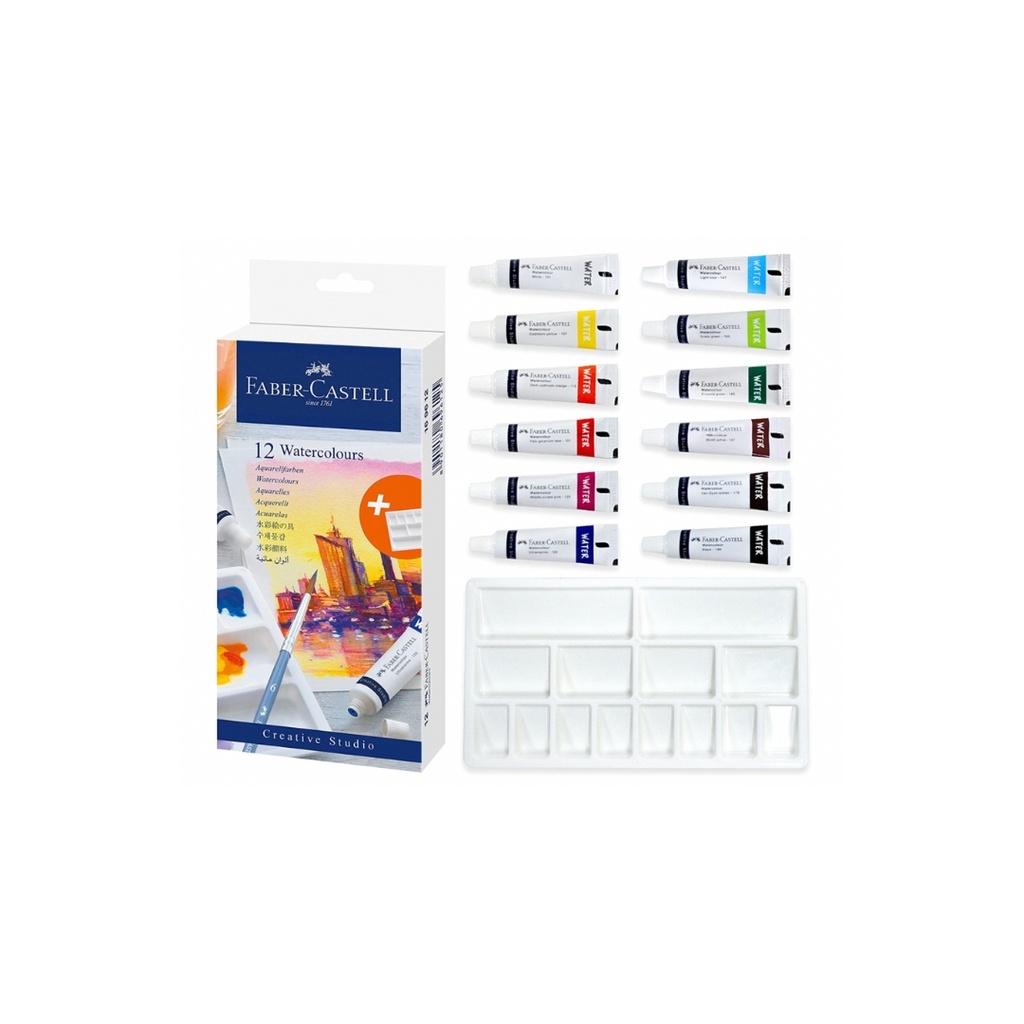 Faber-Castell Creative Studio Watercolours, 9 ml - Set of 12, Multicolor