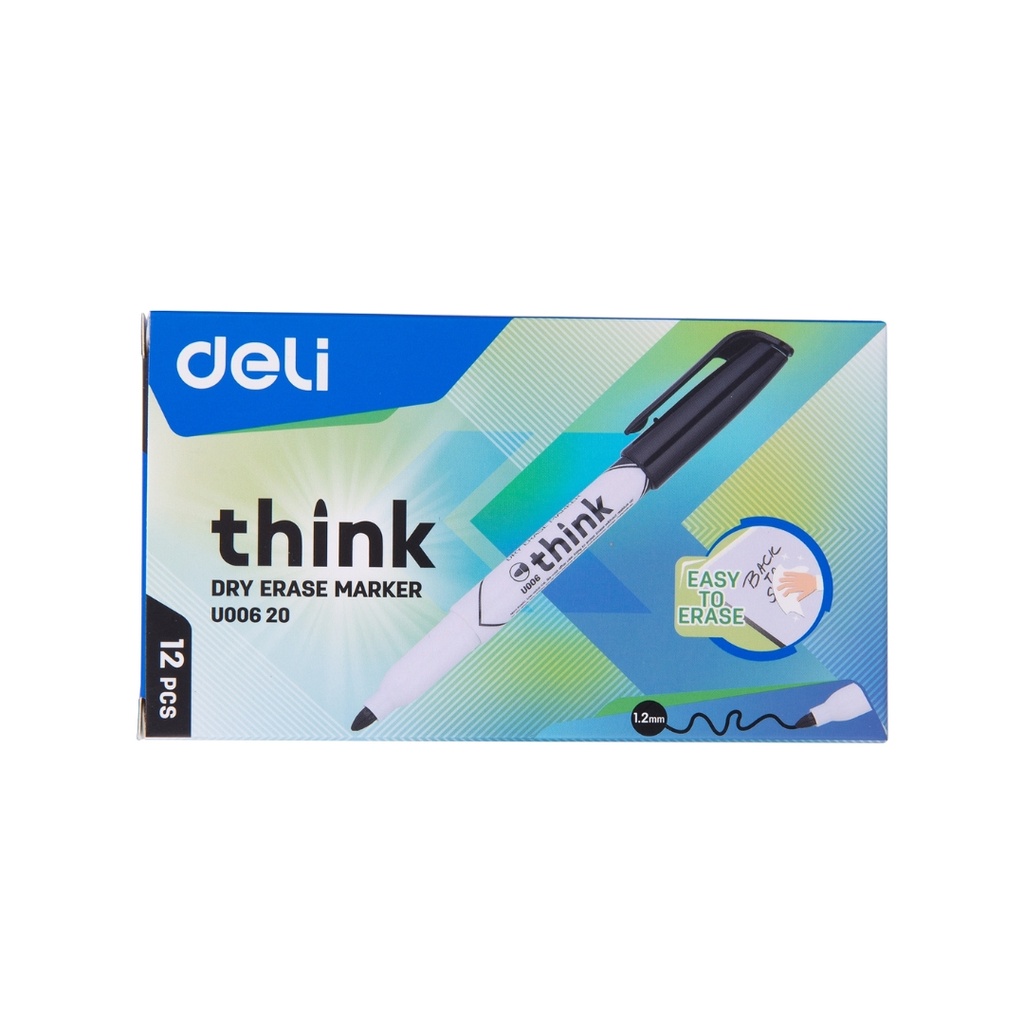 Deli-EU00620 Whiteboard Marker, Black 1-1.5mm