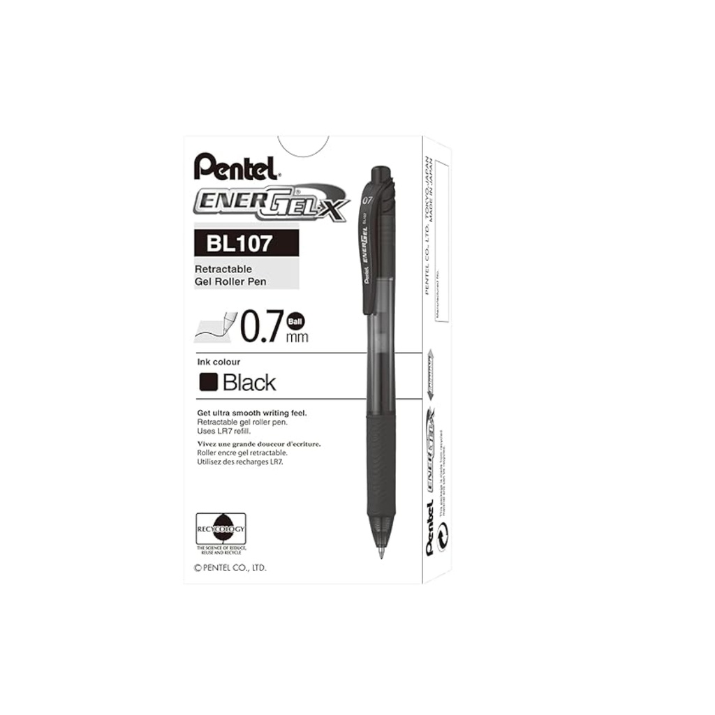 Pentel Energel -X Gel Roller Pen Black  BOX/12PCS 