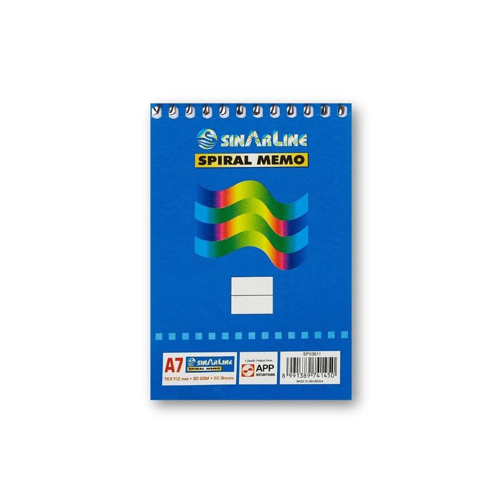 SinarLine - Spiral Memo A7 74x105mm 80Sheet SP03053