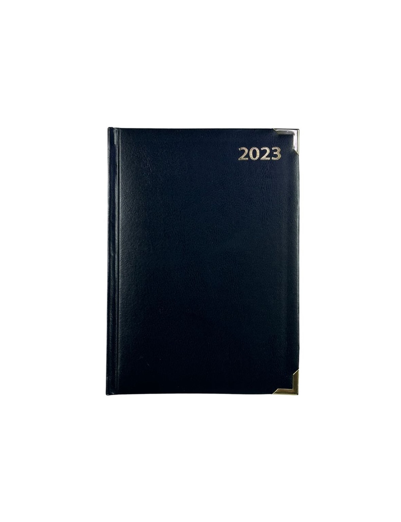 Diary 2023 A5 1-Side PU Cover Gold Corner Black