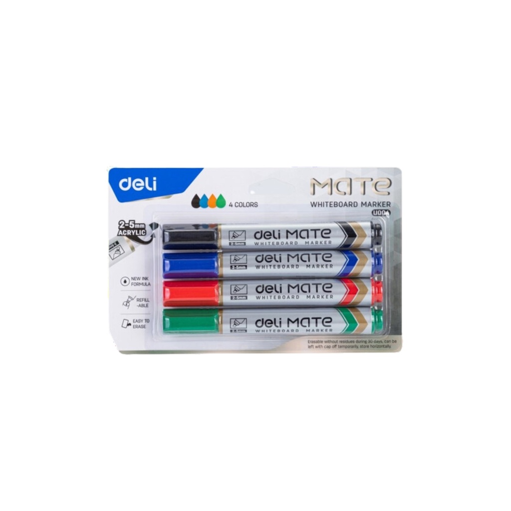 Deli - Mate Whiteboard Marker 4pcs No.U00403