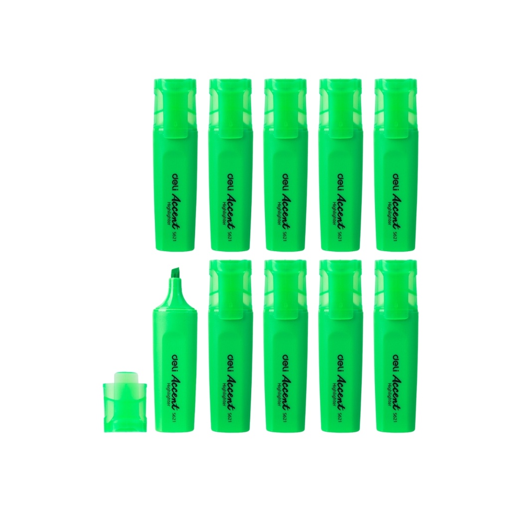 Deli-ES621 Highlighter, Green, 1-5mm, Box - 10pc