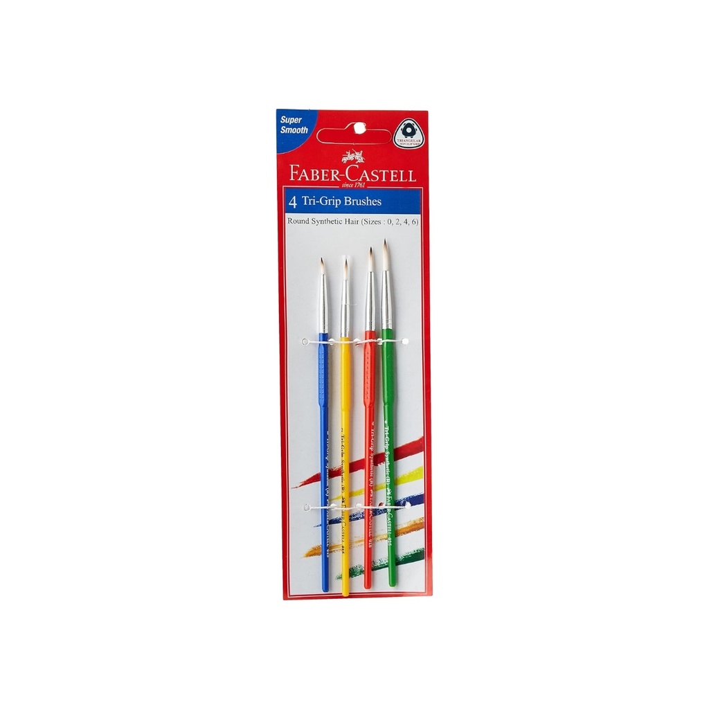Faber-Castell Tri Grip Brush Round Assorted Pack Of 4 No.116401