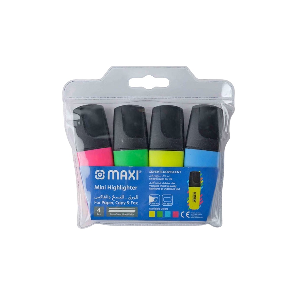  Maxi - Mini Highlighter Super Fluorescent 4pc