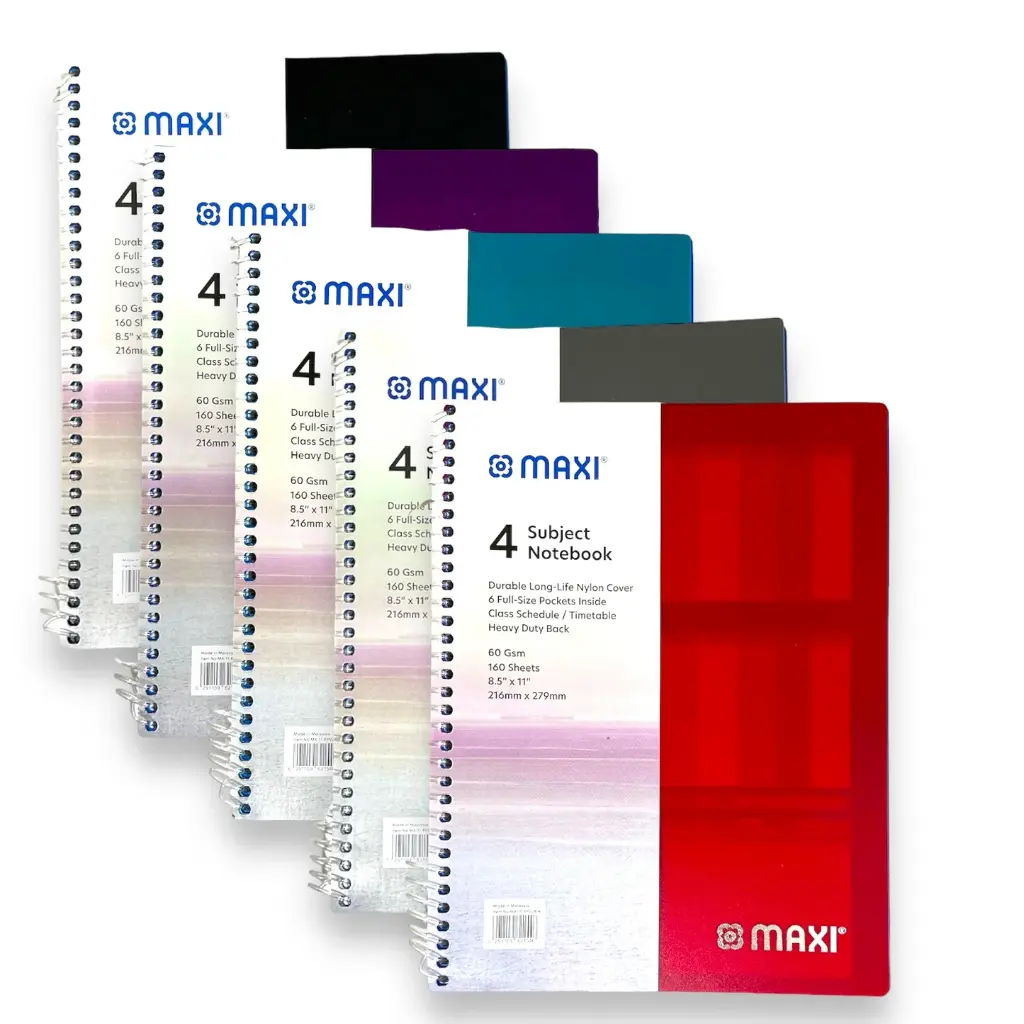 Maxi Spiral Polypropylene 4 Subject University Notebook 11"X8.5" 160  Sheets