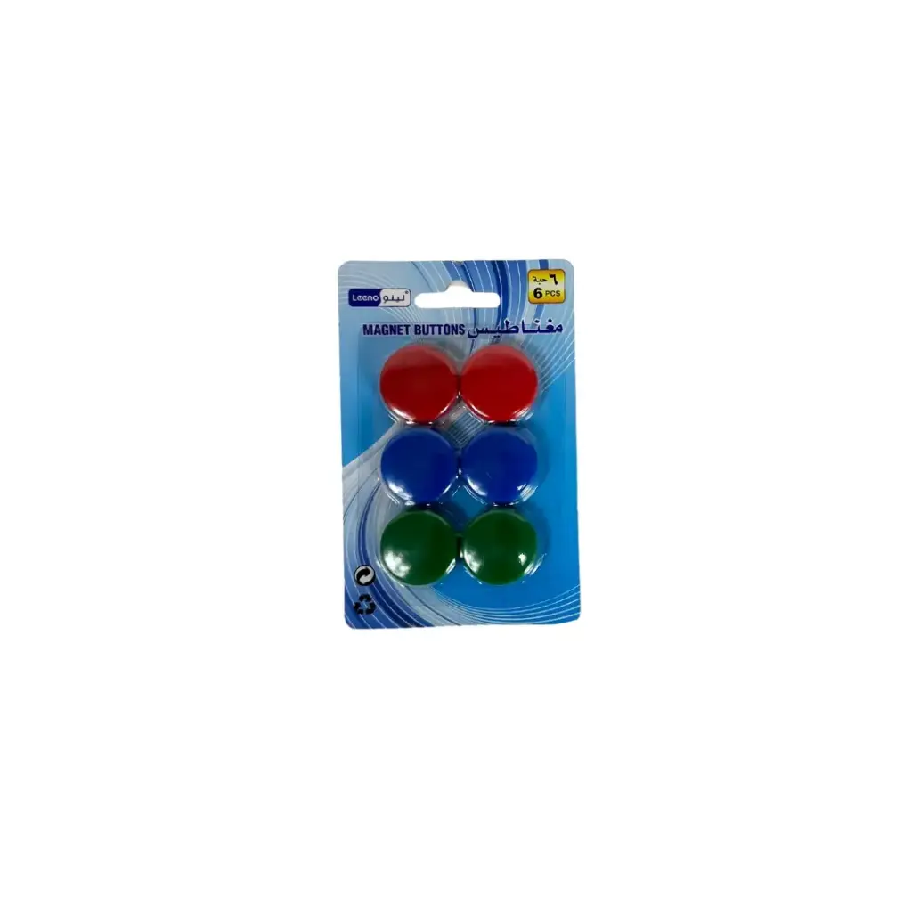 Leeno Magnet Button Colour 6Pc 30mm