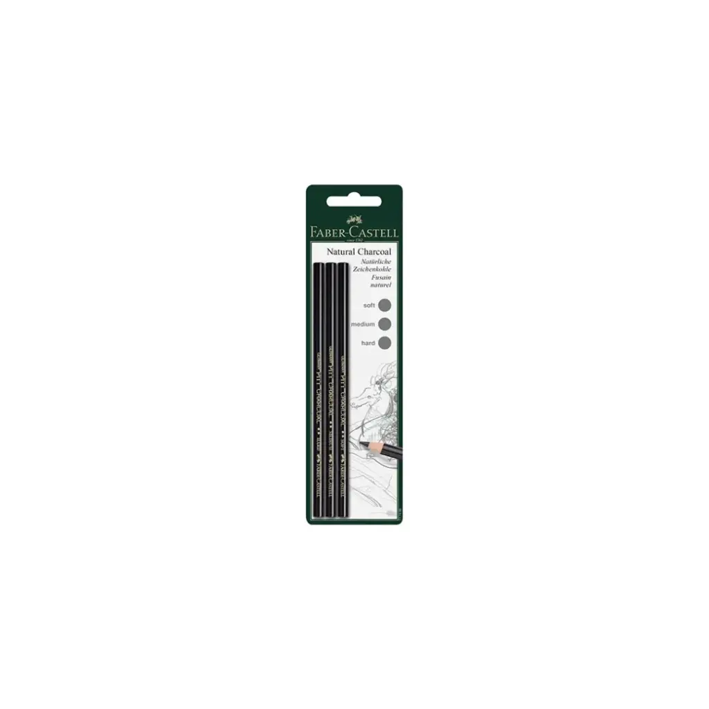 Faber-Castell Natural Charcoal Pencil 3Pc