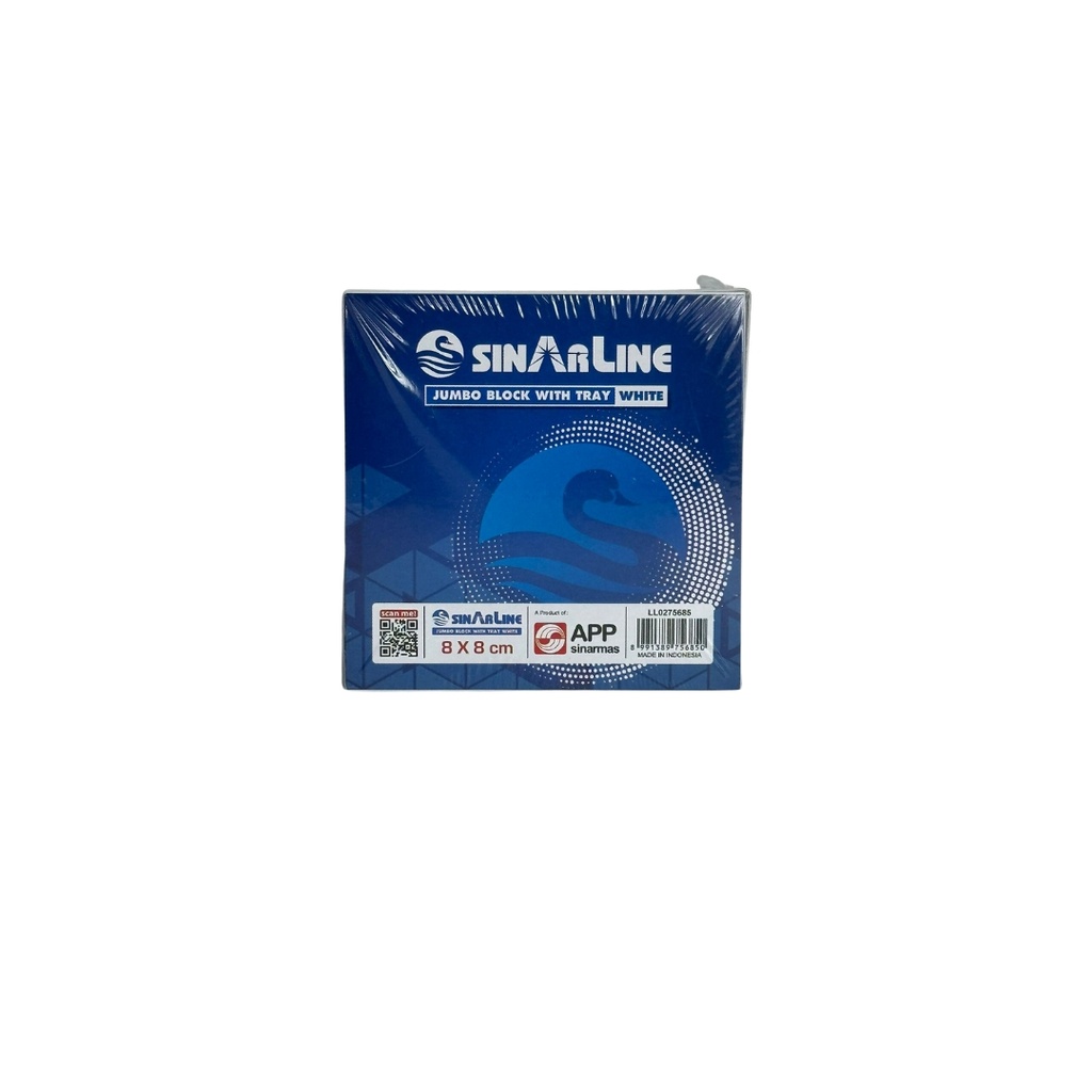 SinarLine Jumbo Block Paper Cube with Tray 8x8x6.5cm - 800 sheets 