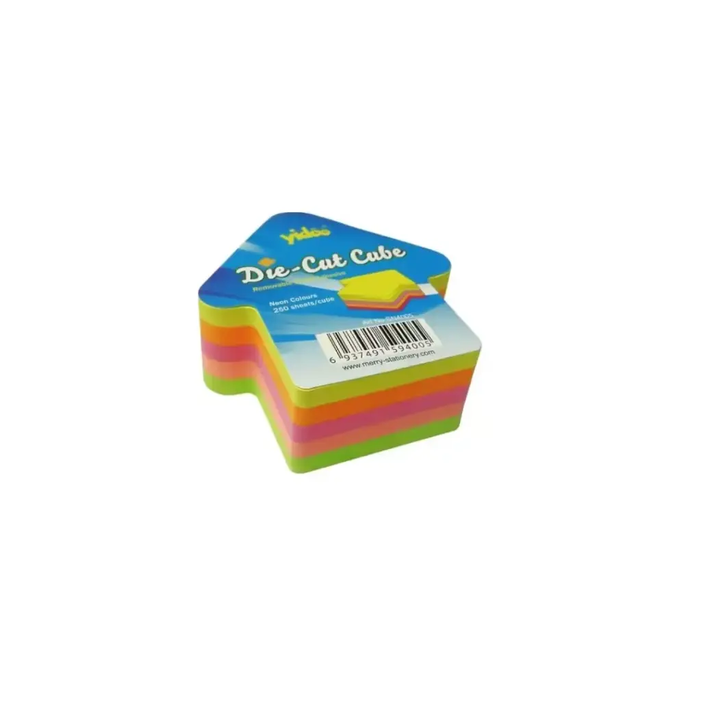 Yidoo 250-Piece Die-Cut Cube Sticky Notes Neon 