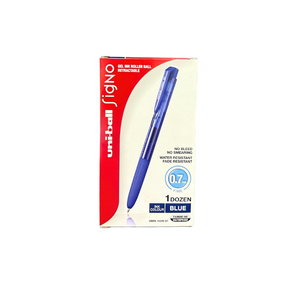 UNI-BALL Signo Retractable Gel Pen Fine 0.7mm Blue Pack of 12 Pens