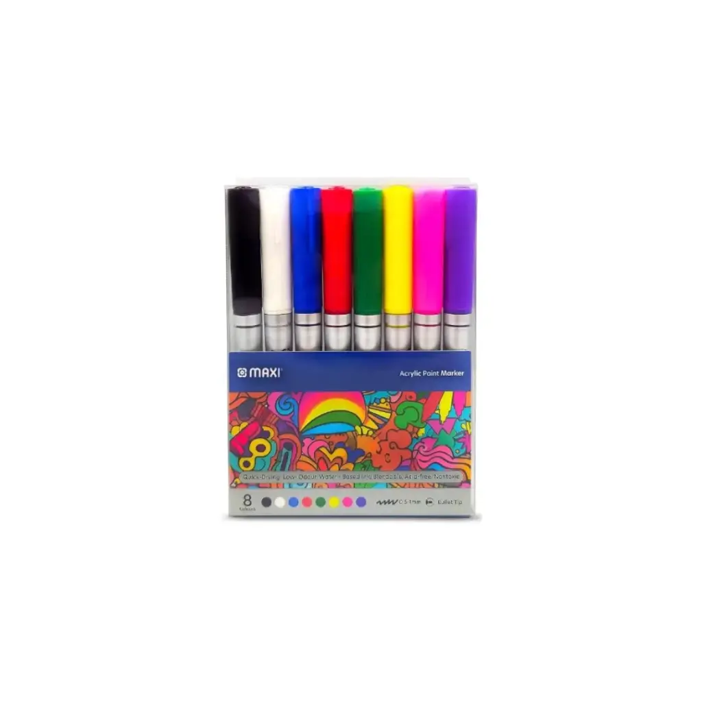 Maxi Acrylic Paint Marker Bullet Tip 8Pc