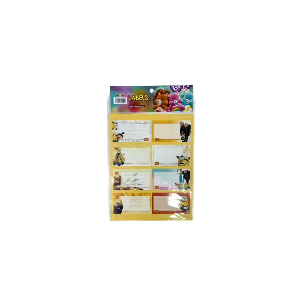 School Labels Cartoon Characters 1pack=16