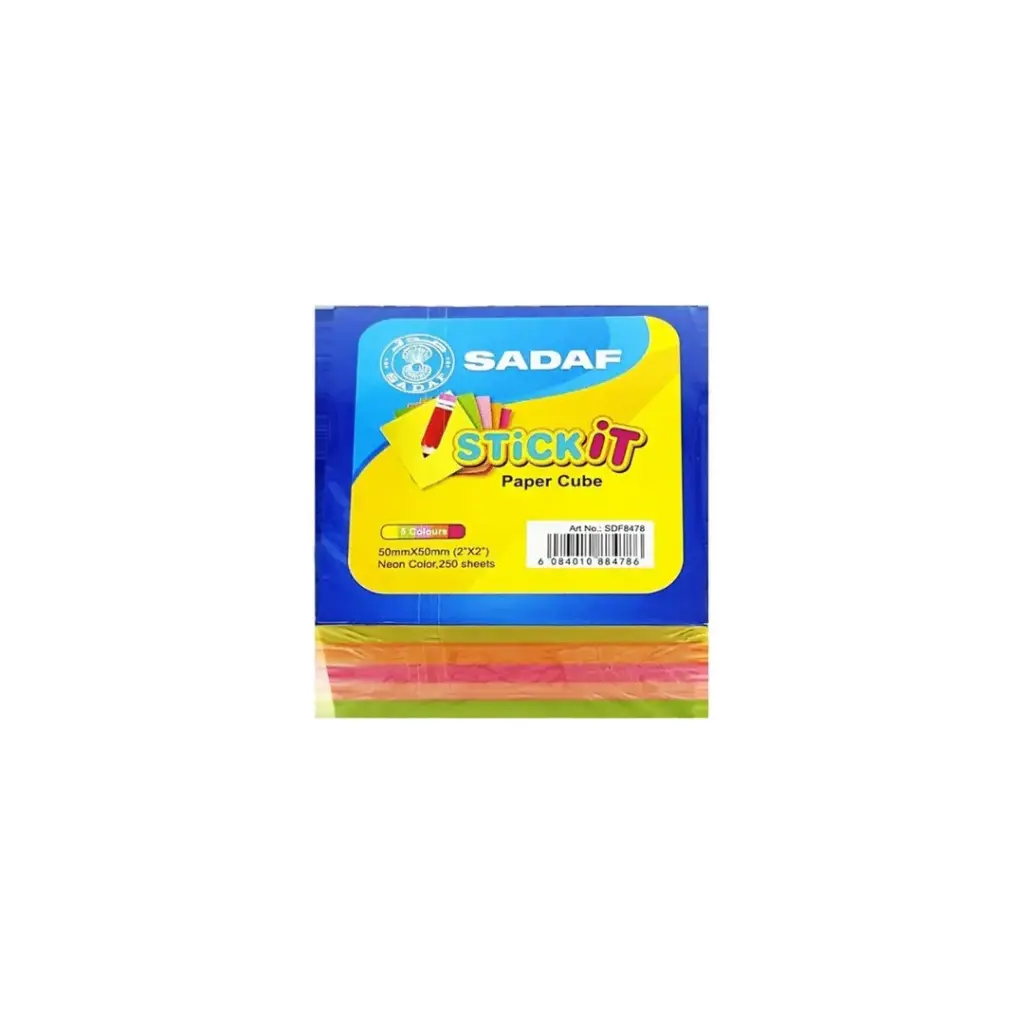 Sadaf Stick It Paper Cube 2x2inch 5 Colors 250sheets