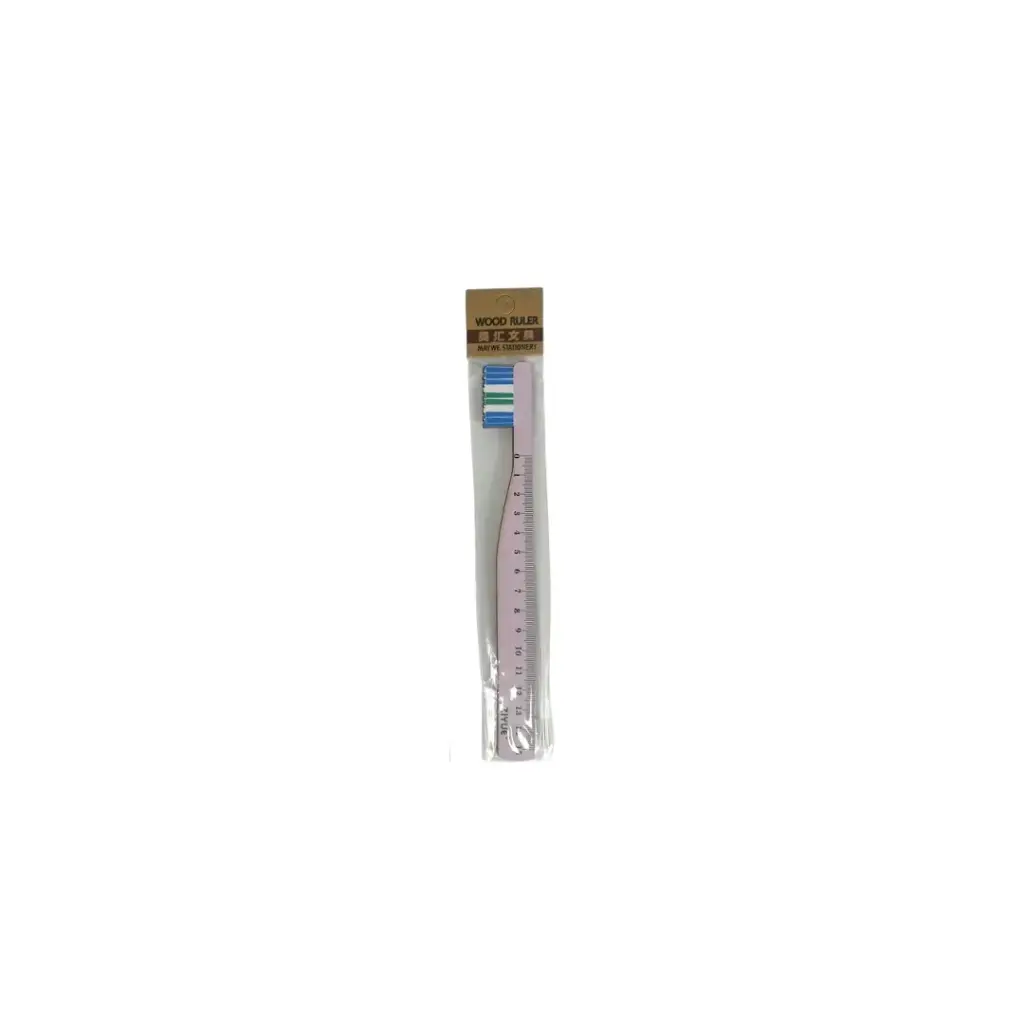 Wood Ruler Tooth Brush Shape 15 cm S-741