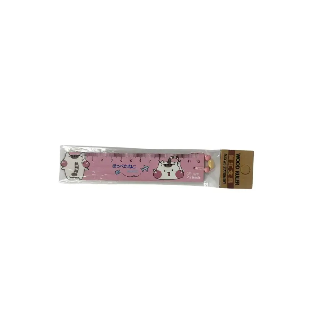 Cartoon Wood Ruler with Beads 15cm S-733