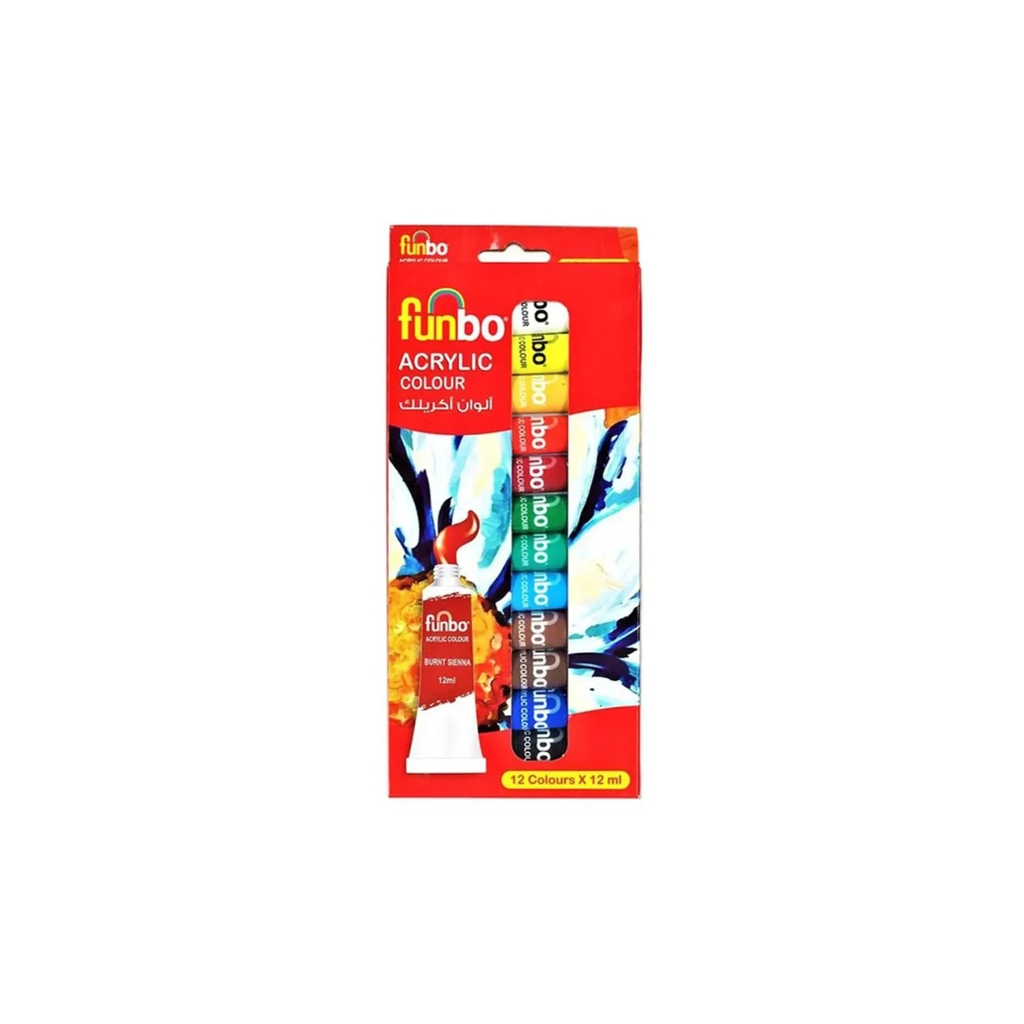 Funbo Acrylic Paint Set 12 col X 12ml Tubes