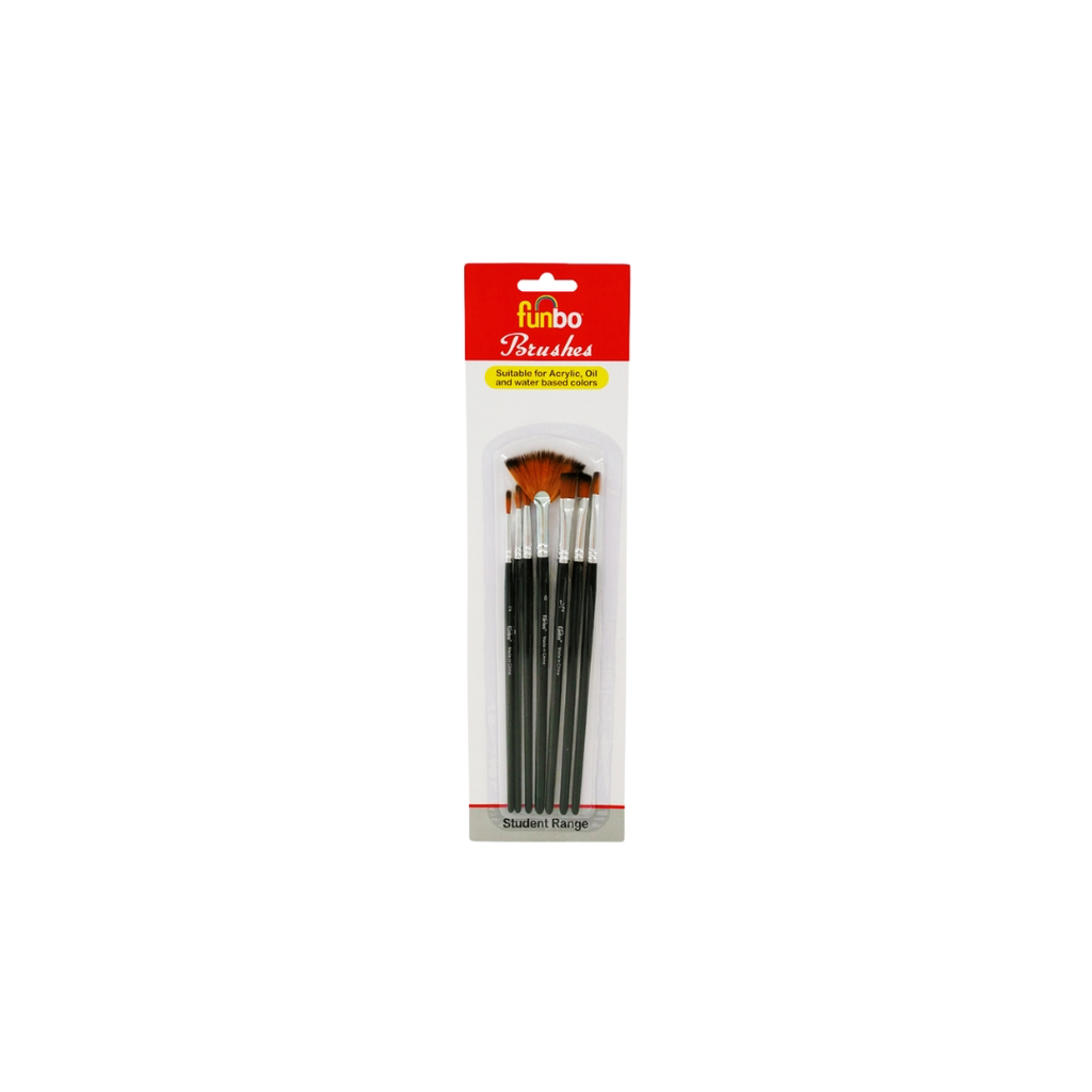 Funbo Painting Brush Short Ast Set#2,4,6,8,¼,3/8,½