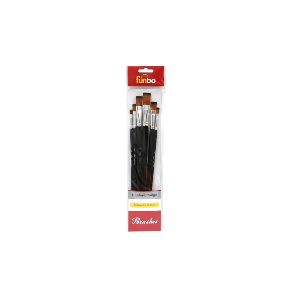 Funbo Painting Brush Long Flat Set# 2,4,6,8,12,14