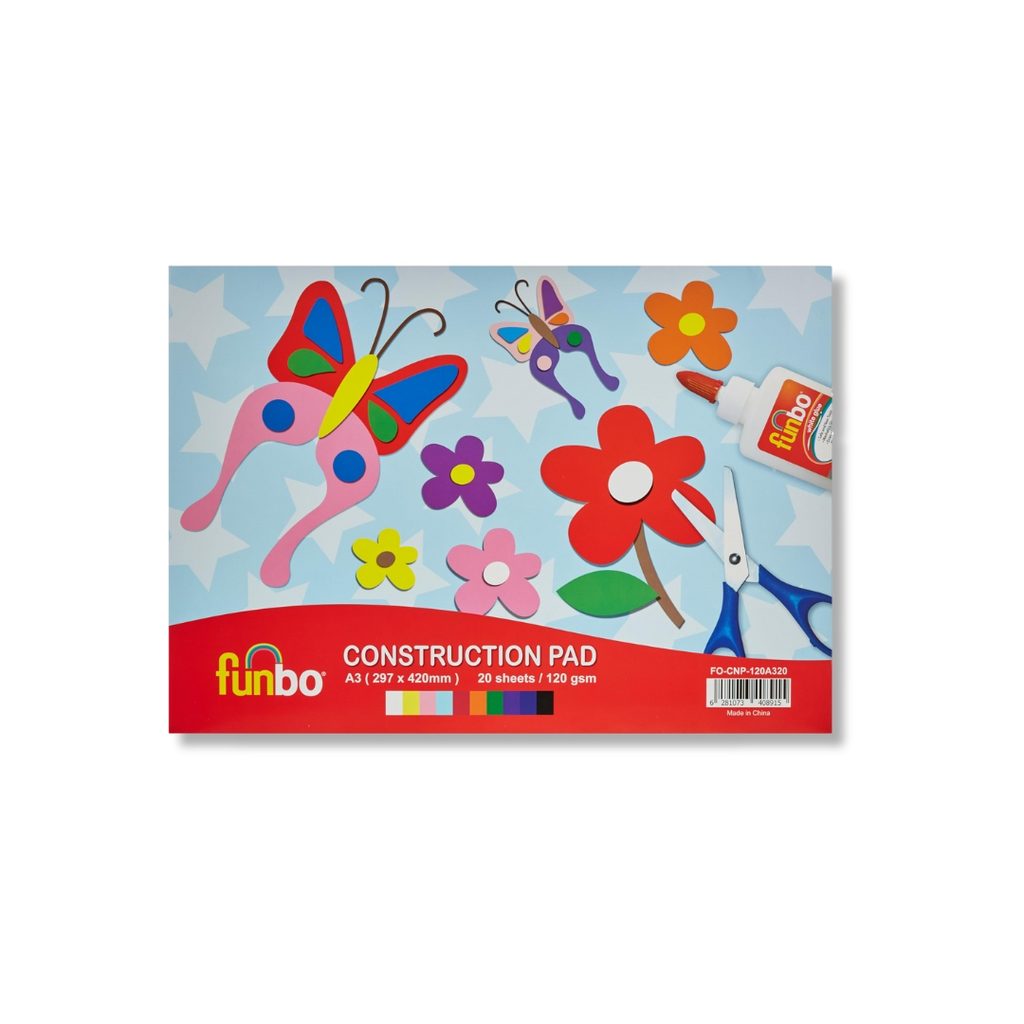 Funbo Construction Pad 120g, A3,20 shts,10 astd cls