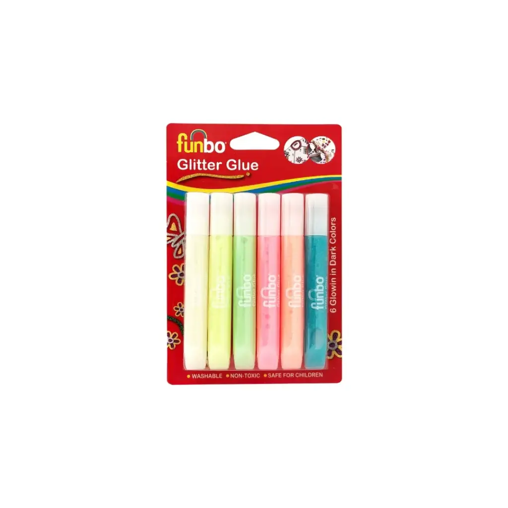 Funbo Glitter Glue glow in the dark 6color 13 grm. 