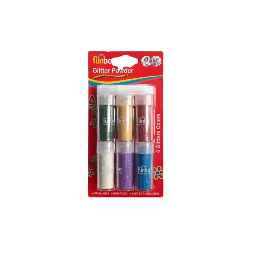 Funbo Glitter Powder pearl Bls=9gm 6color+glue