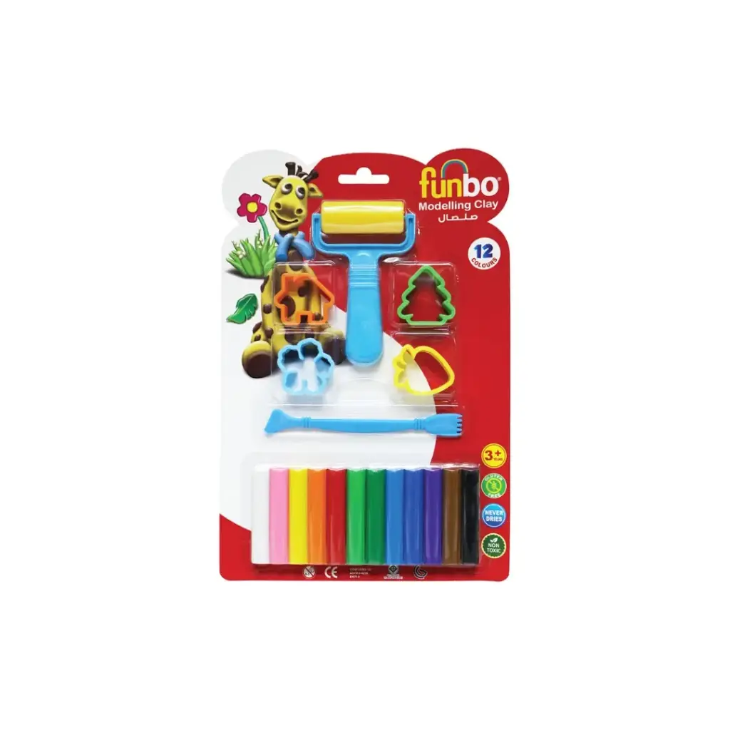 Funbo Modelling Clay 100g 12 Colors 4 Moulds