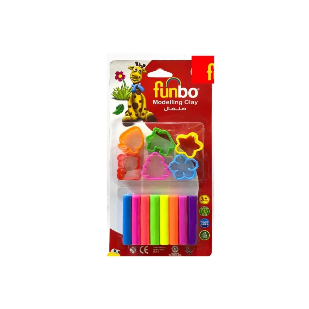 Funbo Modelling Clay 100g 8 Neon Colors 6 Moulds