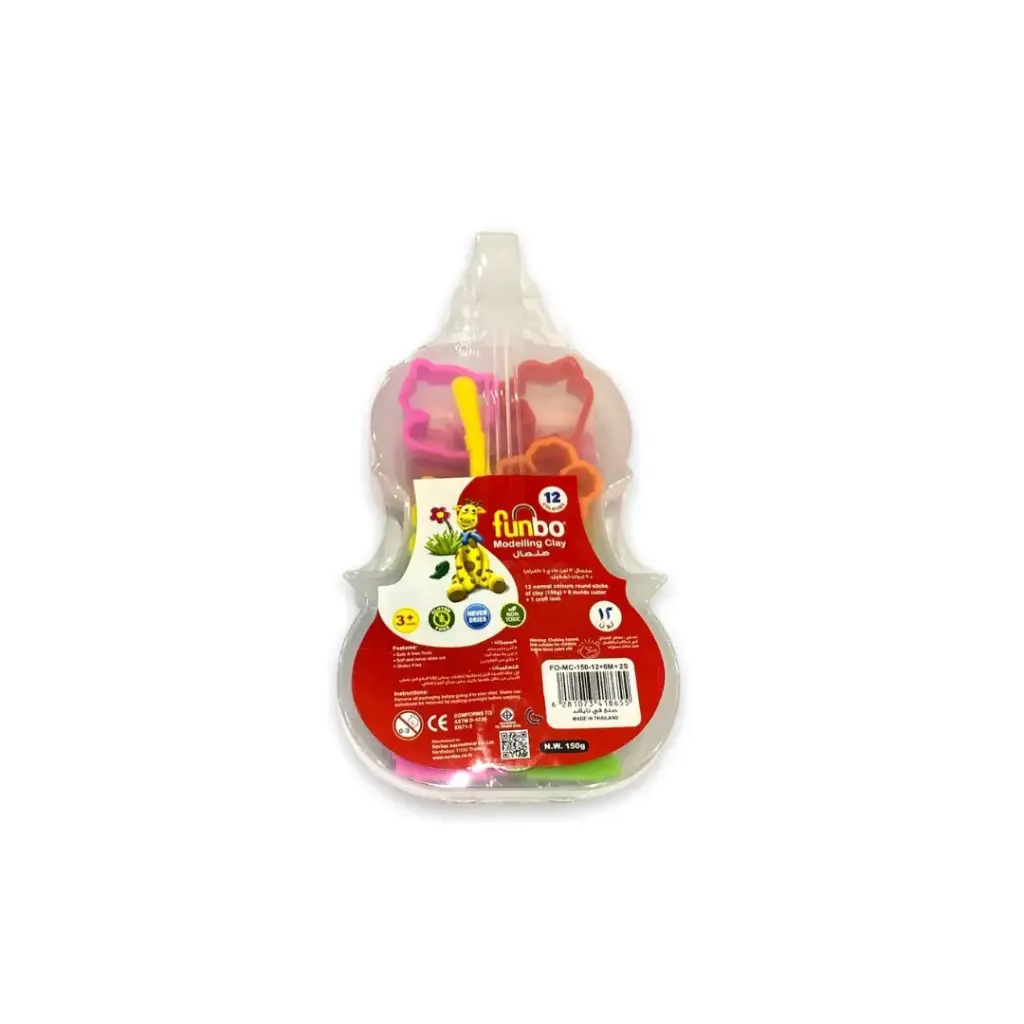 Funbo Modelling Clay 150g 12Colors 6Moulds 2 stamp Moulds