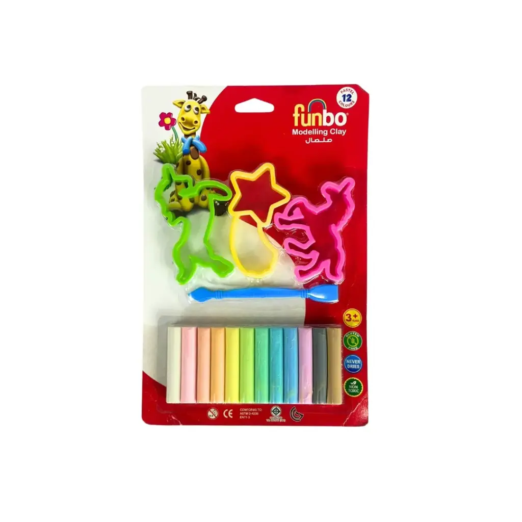 Funbo Modelling Clay 150g 7Pastel Colors 3Moulds 
