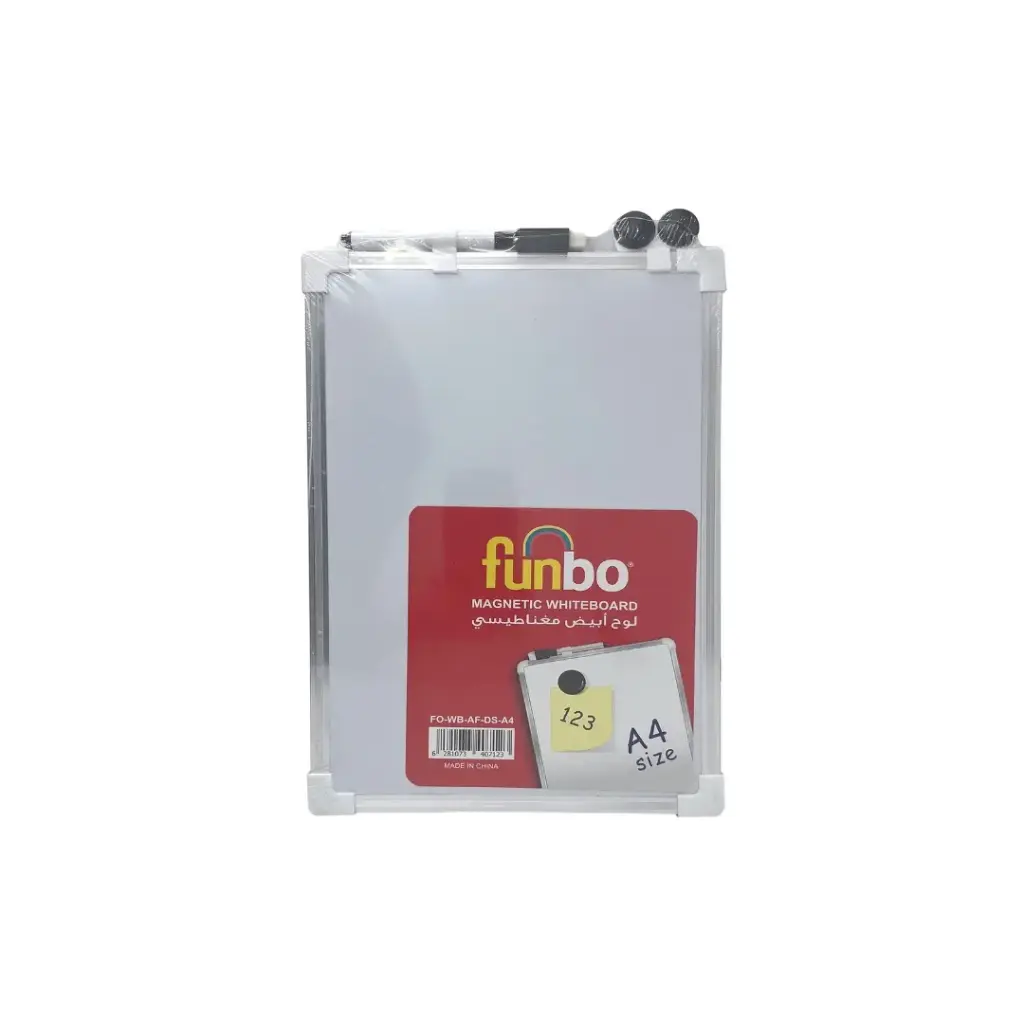 Funbo White Whiteboard Double Sided Magnetic Alu.Fr A4+Marker