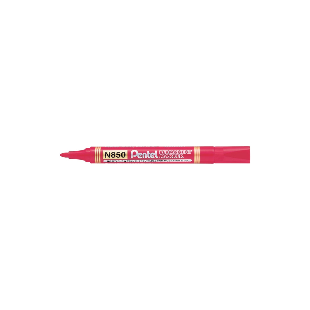 قلم تحديد دائم Pentel N850، رأس مدبب، حبر أحمر، قطعة واحدة