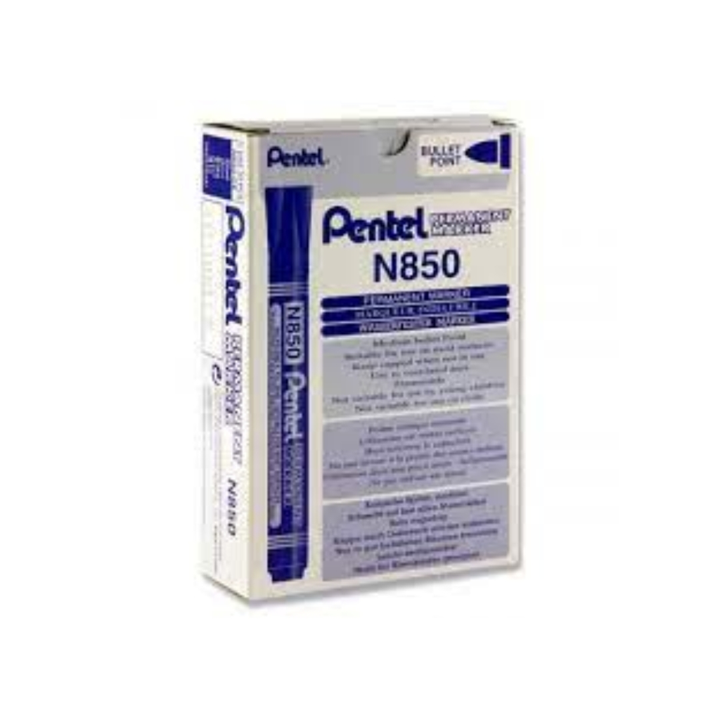 Pentel N850 Permanent Marker, Bullet Point, Blue ink, 1 pack of 12 markers