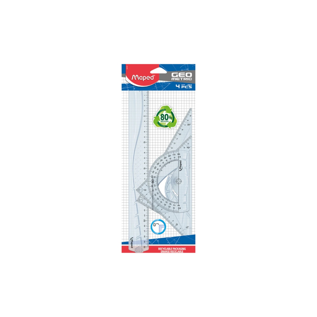 Maped Ruler 30cm Geometric Maxi 4pcSet