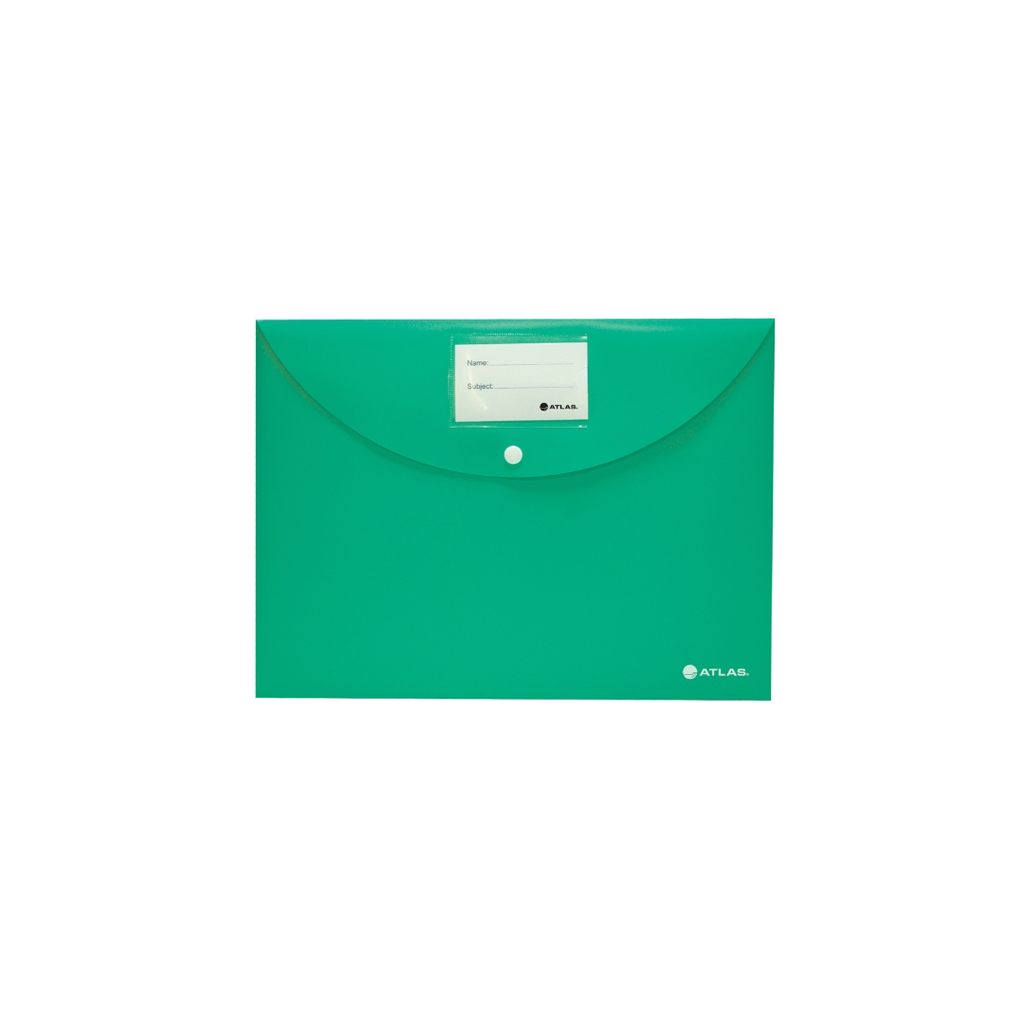 Atlas Document Bag with Card and Button, Green