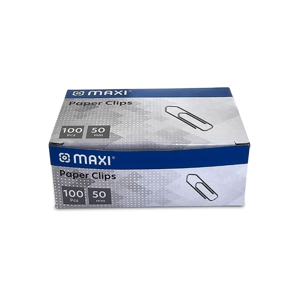 MAXI - 50MM BOAT SHAPE PAPER CLIP BOX OF 100PC SILVER