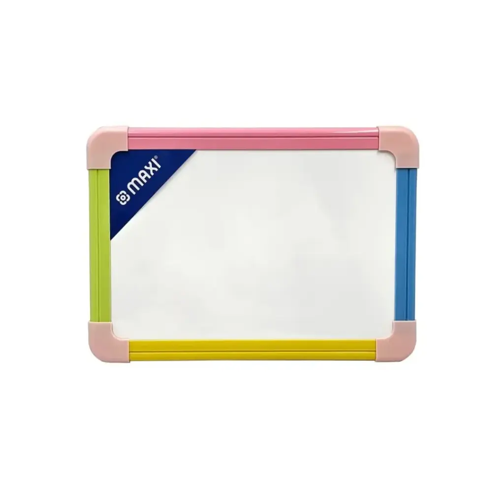 Maxi A4 Size Double Sided Dry Erase White Board Pastel Coloured Borders 