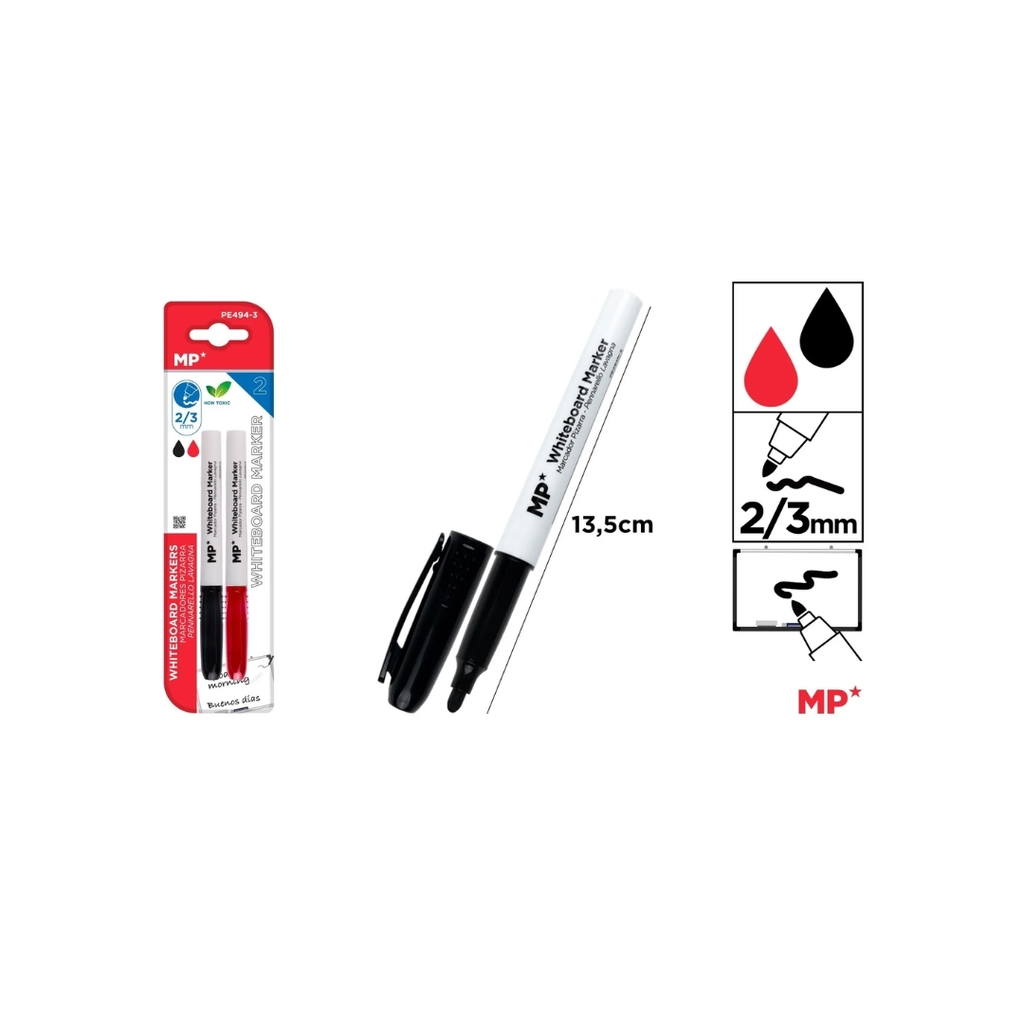 MP WHITEBOARD MARKER BULLET TIP RED&BLUE (PE494-3)