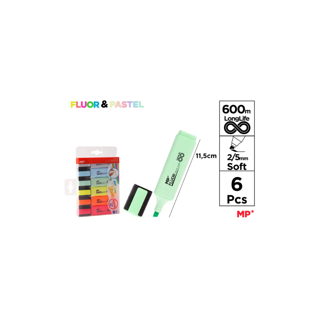 MP MARKER TEXTLINER FLUOR COMPLET 6 UNITS (PE534-06)