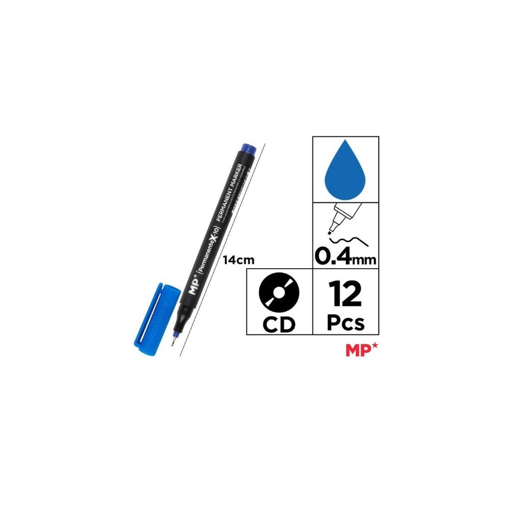 MP CD/DVD PERMANENT MARKER FINE TIP 0.4 MM BLUE (PE413-S)