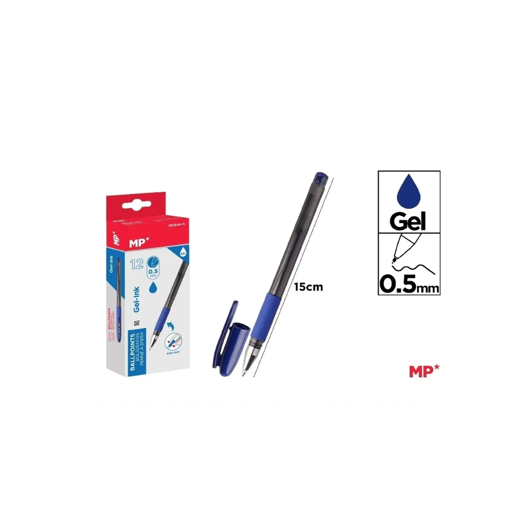 MP GEL INK BALLPOINT PEN 0.5MM  (BLUE) (PE164A-S) 12 PCS