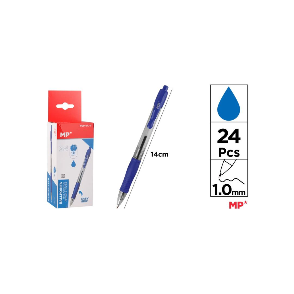 MP BALLPOINT PEN 1.0 MM BLUE 24 PCS(PE140A-S)