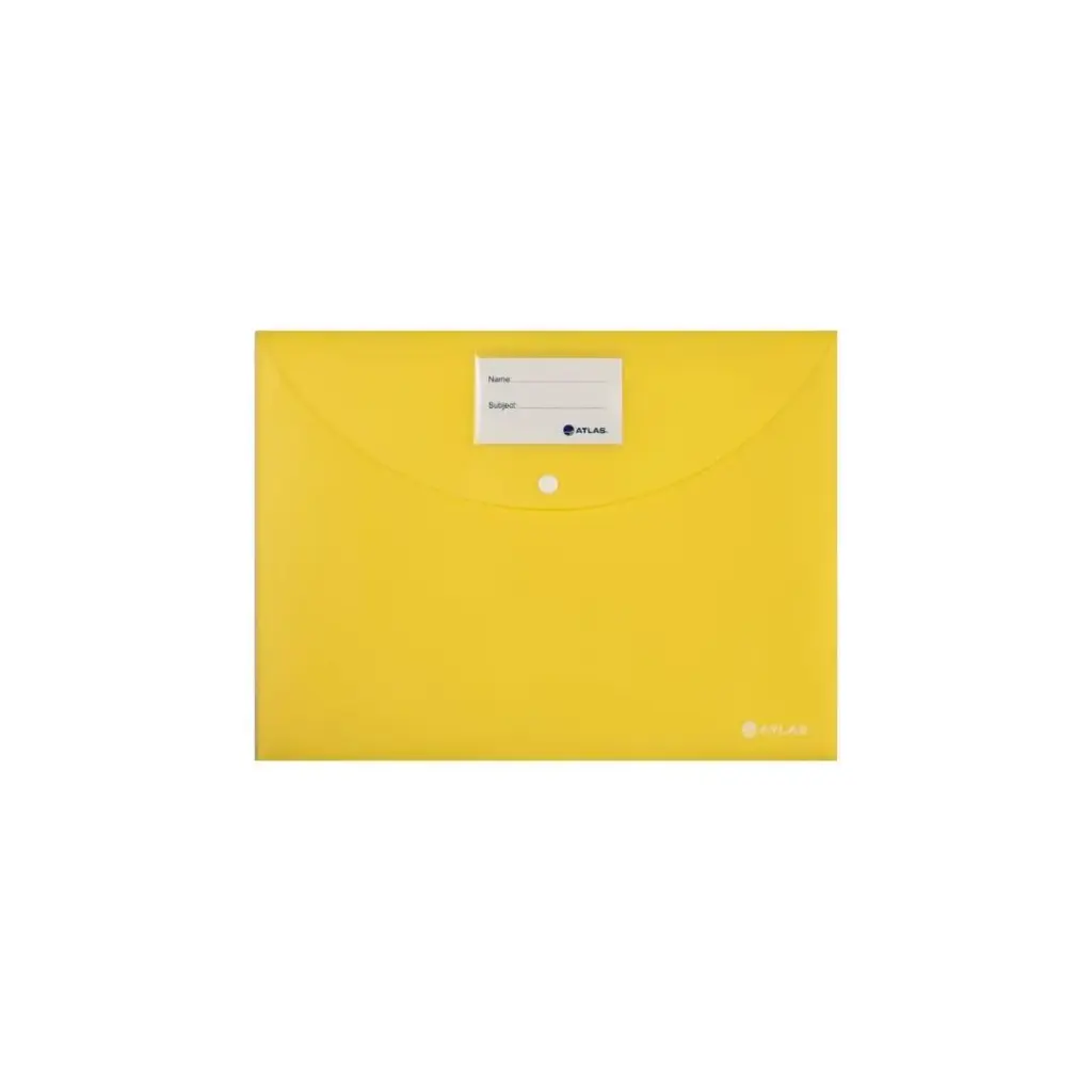 Atlas Document Bag with Card and Button, Yellow 