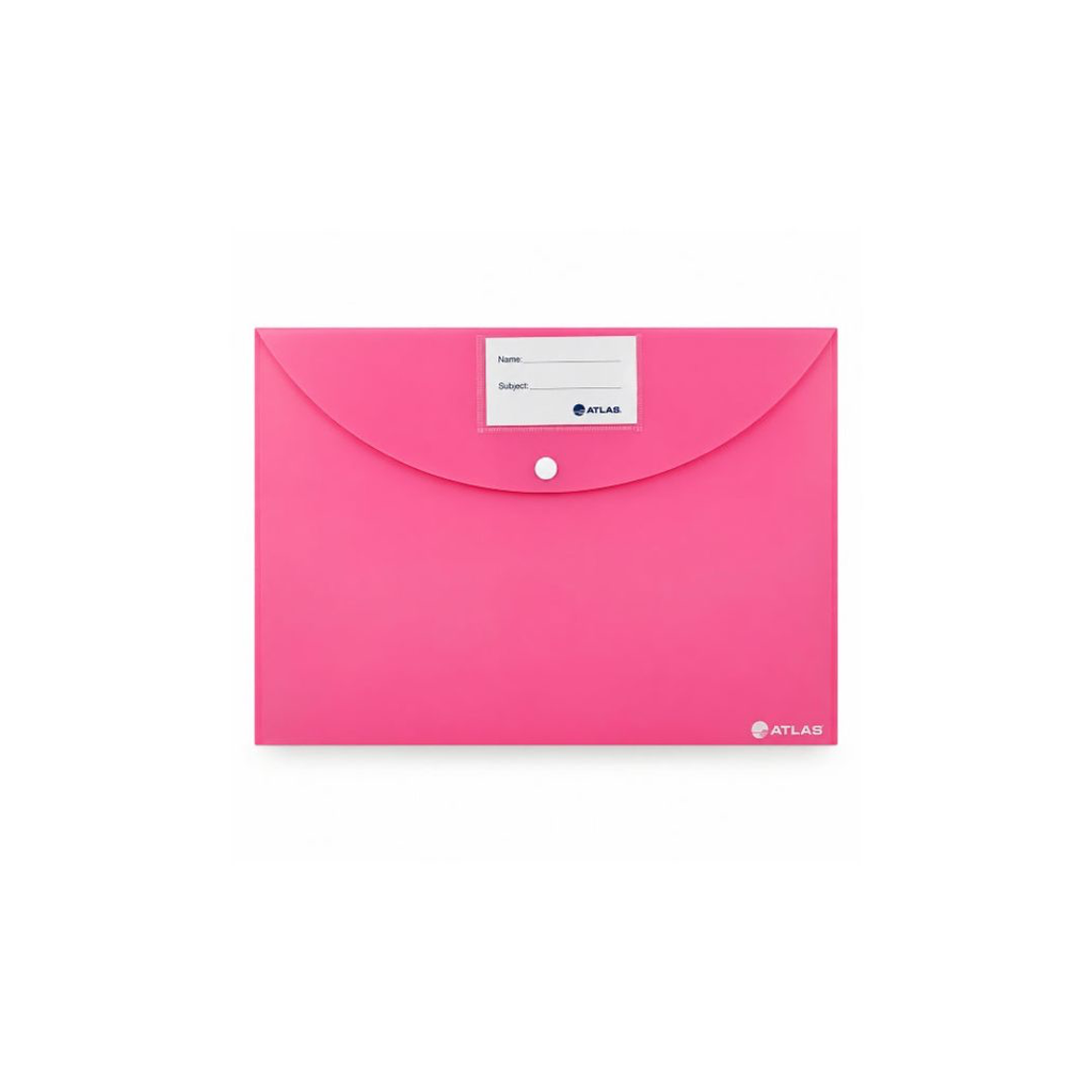 Atlas Document Bag with Card and Button, Pink