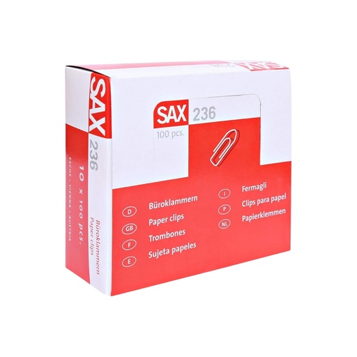 [1403090] SAX METAL PAPER CLIP 236 50MM 100PC