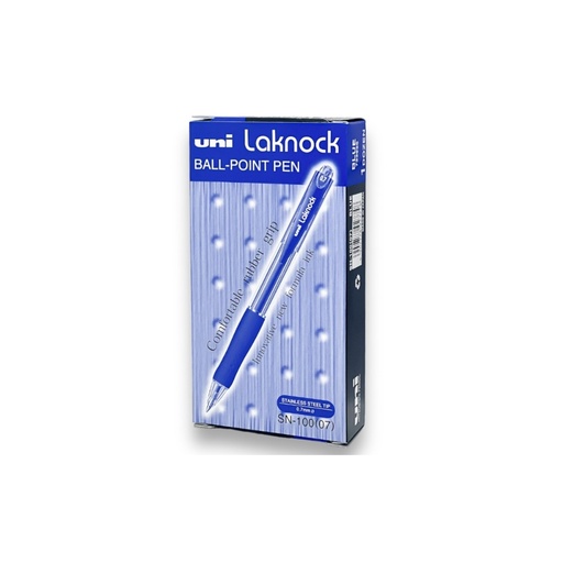 [SN-100 Blue] قلم حبر جاف أزرق ضغاط UNI LAKNOCK SN-100 - ١٢ حبة 