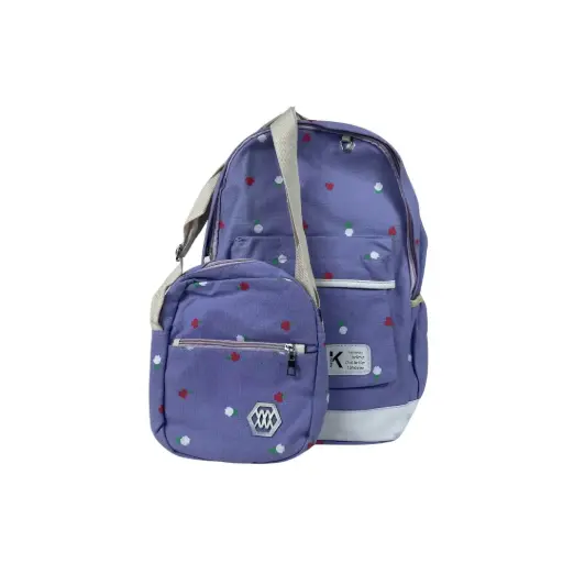 School Bag+Lunch Bag Fabric Purple