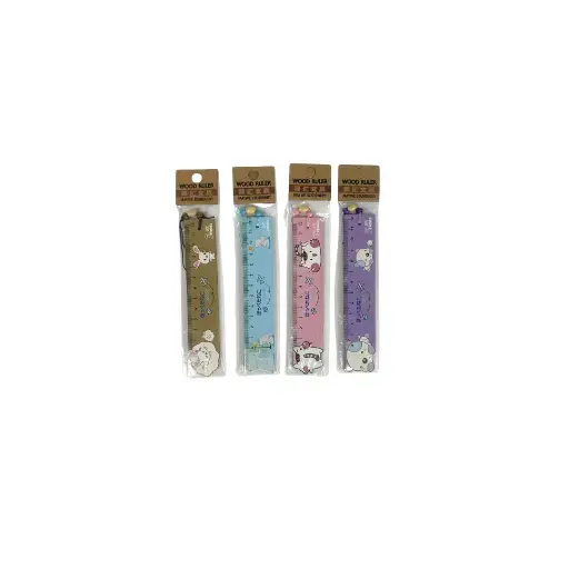 Cartoon Wood Ruler with Beads 15cm S-733
